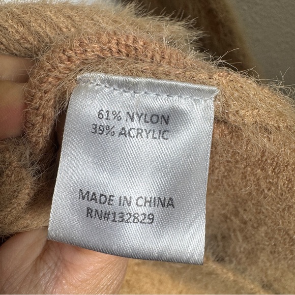 Lovers + Friends Mattia Turtleneck Sweater Dress Pearl Sleeve Cork Brown M - Picture 5 of 6